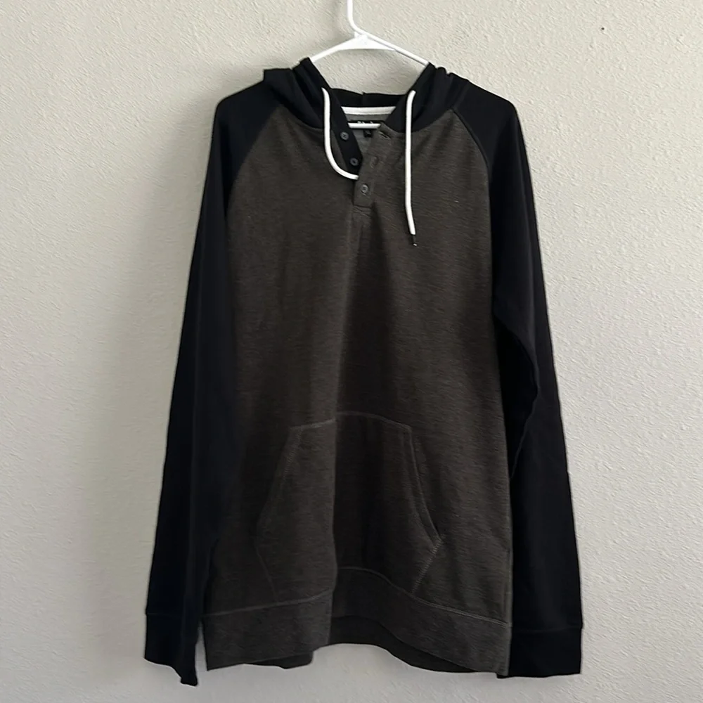 Men's Casual Long Sleeve Henley Sweatshirt Knit Fleece Active Sports Hoodie